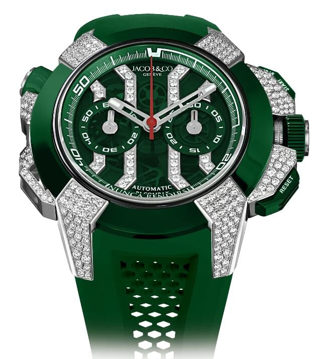 Jacob & Co Epic X Chrono Titanium Pave Diamonds Green EC412.20.AA.UB.ABRUA Replica watch
